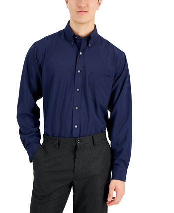Мужская эластичная однотонная классическая рубашка классического / стандартного кроя, созданная для Macy's Club Room