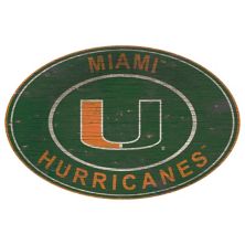 Овальный настенный знак Miami Hurricanes Heritage Fan Creations