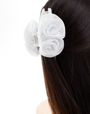 ASOS DESIGN hair claw with corsage floral detail in ivory ASOS DESIGN
