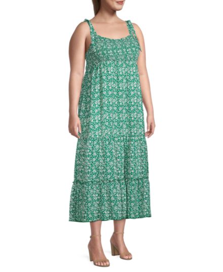 Ярусное платье большого размера с цветочным принтом Mary & Mo