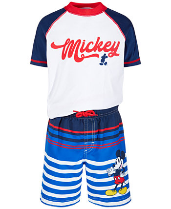 Toddler Boys 2-Pc. Mickey Mouse Rash Guard & Swim Shorts Set Dreamwave