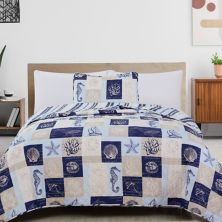 Прибрежное лоскутное одеяло и имитация лоскутного одеяла Great Bay Home Caspian Patchwork Madelinen