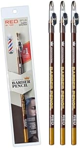 Red by Kiss Barber Pencil with Built-in Sharpener, Hairline Razor Trace and Beard Shaping Pencils for Men (Dark Brown) Red by Kiss