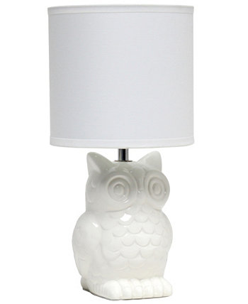 12.8" Tall Contemporary Ceramic Owl Bedside Table Desk Lamp with Matching Fabric Shade Simple Designs