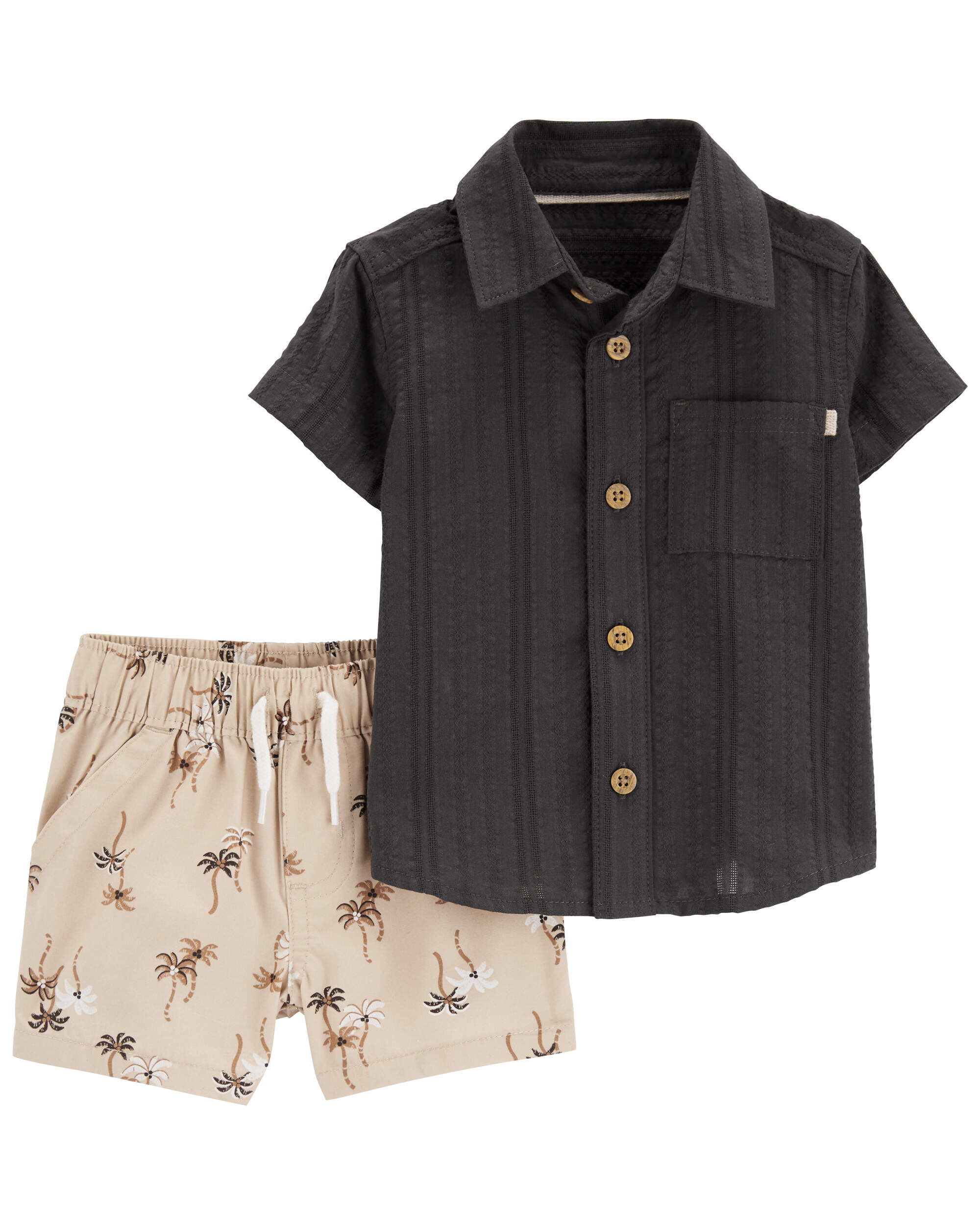 Детский комплект из двух предметов: рубашка на пуговицах и шорты с пальмами Carter's
