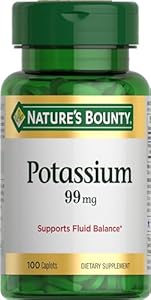 Nature's Bounty Potassium, Supports Fluid Balance, Dietary Supplement, 99 mg, 100 Caplets Nature's Bounty