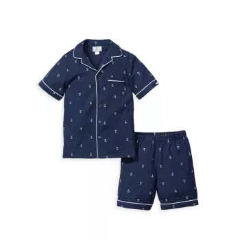 Детские, маленькие мальчики и amp; Двухсекционная рубашка Portsmouth Anchors для мальчика и amp; Комплект шорт Petite Plume