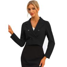 Cropped Blazer Jacket For Women's Notched Lapel Collar Casual Office Blazers ALLEGRA K