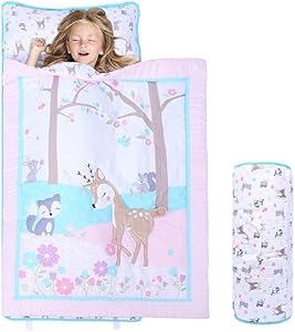 Toddler Nap Mat - Dreamy Unicorn Design with Removable Pillow and Soft Blanket, Sleeping Bag for Girls' Daycare, Preschool, Travel, and Camping Poemuphi