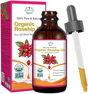 Organic Rosehip Seed Oil 100% Pure Cold Pressed Unrefined Natural Rose Hip Oil (1oz / 30ml) for Anti-Aging, Acne Scar Treatment, Skin & Hair Care, Gua Sha Massage MMPANG