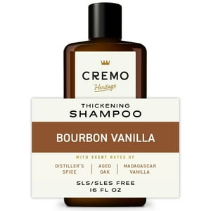 Cremo Thickening Mens Shampoo, Bourbon Vanilla Scent, 16 fl oz, Thickens Mens Hair Cremo