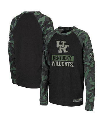 Черная камуфляжная футболка Big Boys Kentucky Wildcats OHT в стиле милитари с надписью реглан и длинными рукавами Colosseum