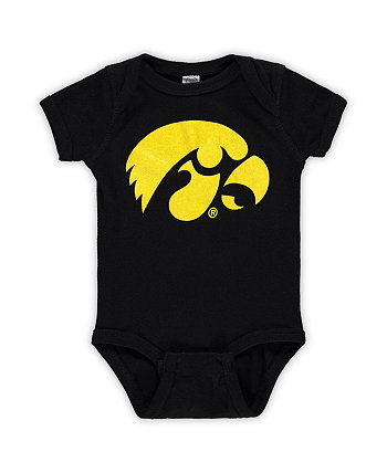 Черное боди с большим логотипом Iowa Hawkeyes для мальчиков и девочек для младенцев Two Feet Ahead