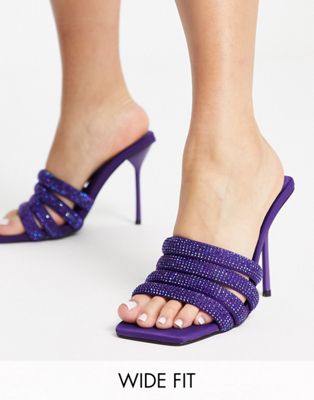 Фиолетовые босоножки на каблуке с украшением Topshop Wide Fit Summer TOPSHOP