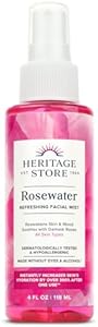 HERITAGE STORE Rosewater - Refreshing Facial Mist for Glowing Skin with Damask Rose, All Skin Types - Rose Water Spray for Face, Made Without Dyes or Alcohol, Hypoallergenic, Vegan, Cruelty Free, 2oz Heritage Store