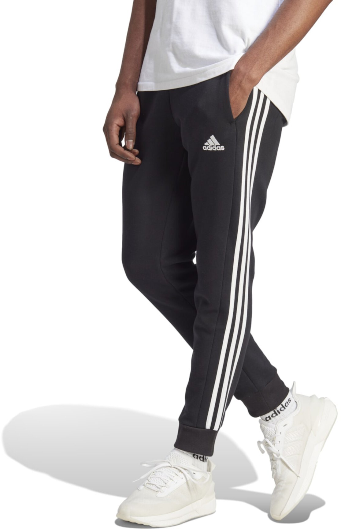 Essentials Fleece Tapered Cuffed 3-Stripes Pants Adidas