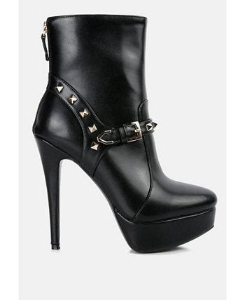 Dejang Metal Stud Embellished Faux Leather Ankle Boot London Rag