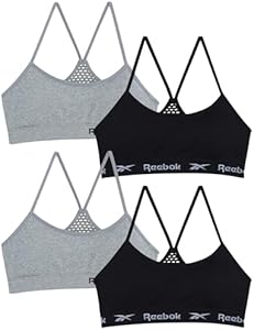 Детские бюстгальтеры Reebok Комплект из 4-х Спортивных Бра с Удобной Лямкой и Съемными Кушачками для Девочек (6-16) Reebok