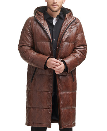 Удлиненное мужское пальто-парка из искусственной кожи DKNY