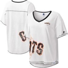 Женская белая футболка с v-образным вырезом San Francisco Giants Perfect Game для начинающих Starter