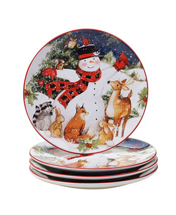 Магия Рождества Снеговик Обеденная тарелка из 4 частей Certified International