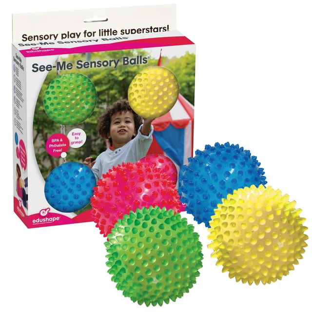 Edushape The Original Sensory Balls for Baby 4-Inch Transparent Primary Colors Edushape