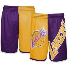 Youth Mitchell & Ness Gold/Purple Los Angeles Lakers Hardwood Classics Big Face 5.0 Shorts Mitchell & Ness