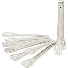 Okuna Outpost Stainless Steel Tongs for BBQ, Kitchen Utensils, Serving Food (11 in, 5 Pack) Okuna Outpost