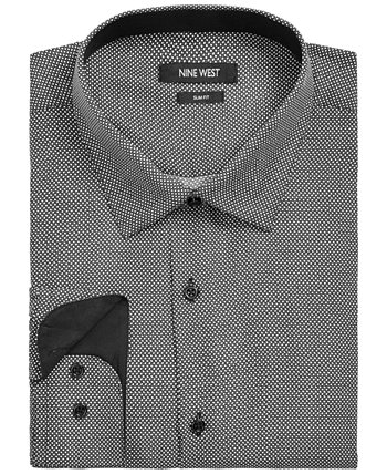 Мужская приталенная классическая рубашка из эластичного материала с ромбовидным принтом в горошек Nine West