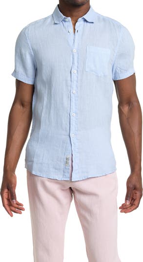 Льняная рубашка с короткими рукавами и пуговицами спереди Report Collection
