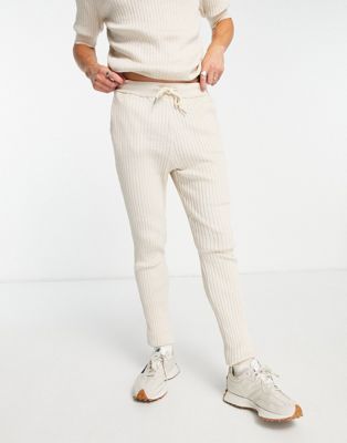 Sixth June rib knitted pants in beige Sixth June