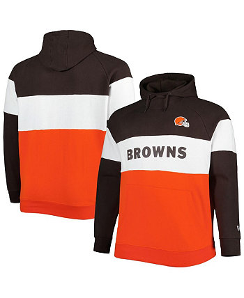 Мужской коричневый, оранжевый Cleveland Browns Big and Tall Current Team флисовый пуловер с капюшоном и реглан с цветными блоками New Era