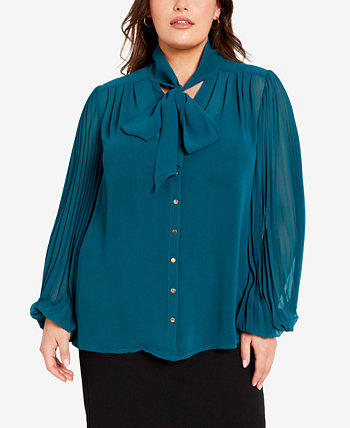 Плюс размер Блуза со складками и высоким воротником Ivy Top AVENUE