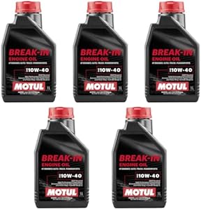 Motul 108080 Set of 5 Break-in 10W-40 Mineral Oil 1-Quart Bottles Motul