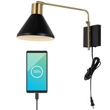 Max Swing Arm Modern Midcentury Iron Usb Charging Port Led Sconce Jonathan Y Designs