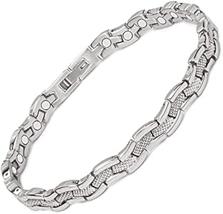 MagVIVACE Pure Titanium Anklet for Women Men, Magnetic Ankle Bracelet, Magnet with Removable Link (Men's Anklet, Silver) MagVIVACE