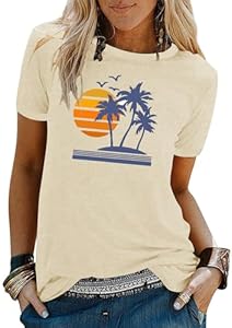 Graphic Tees for Women Vintage Sea Turtle T Shirts Hawaiian Beach Tshirts Summer Casual Short Sleeve Tops Chulianyouhuo