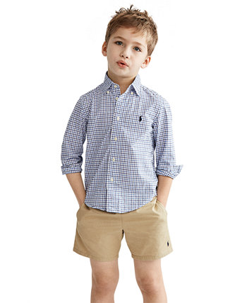 Спортивная рубашка из хлопкового поплина для маленьких мальчиков Ralph Lauren