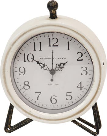 Белые/черные настольные часы с ромашками Stratton Home Décor