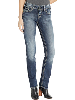 Прямые средне прямые джинсы средней яркости Suki в цвете индиго L93413SDI349 Silver Jeans Co.