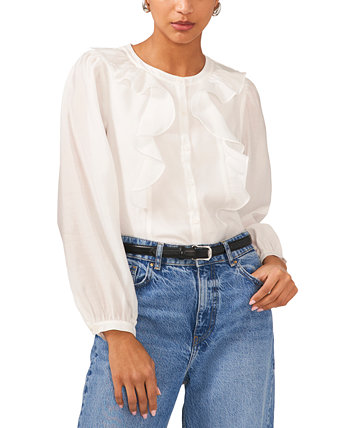 Женская блузка с рюшами на пуговицах спереди 1.STATE
