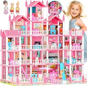 5-Story Dream Doll House for Girls with 19 Rooms, Lights, Dolls, and Furniture - Large DIY Playhouse for Grils Ages 3-16 - Perfect Imaginative STEM Gift for Birthdays & Holidays & Christmas Luye