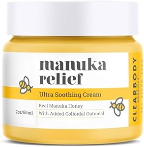 Clearbody Manuka Honey Eczema Cream – Organic Eczema Honey & Collodial Oatmeal Moisturizer for Soothing, eczema, Dry & Itchy Skin – Face & Body Eczema Lotion - Plant-Based Formula (2oz) Clearbody Organics