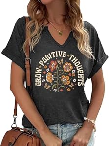 Women V Neck Christian Shirts Vintage Bible Verse Boho Floral Graphic Tees Christian Gifts for Her FXSPLCZ