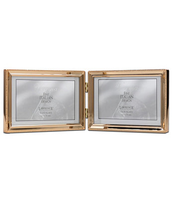Шарнирная двойная рамка для фото из полированного металла - дизайн с бусинами, 6 "x 4" Lawrence Frames