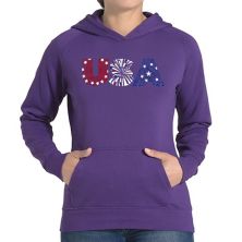 Usa Fireworks - Women's Word Art Hooded Sweatshirt LA Pop Art