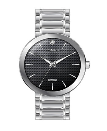 Мужские аналоговые часы-браслет из блестящего серебристого металла, 42 мм Jones New York