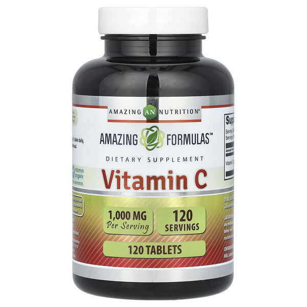 Витамин С, 1000 мг, 120 таблеток Amazing Nutrition