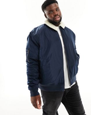 Мужская куртка-авиатор Le Breve Plus с воротником из искусственного меха, цвет темно-синий Le Breve