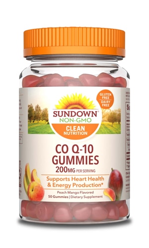 Co Q-10 Gummies Peach Mango — 200 мг — 50 жевательных конфет Sundown Naturals